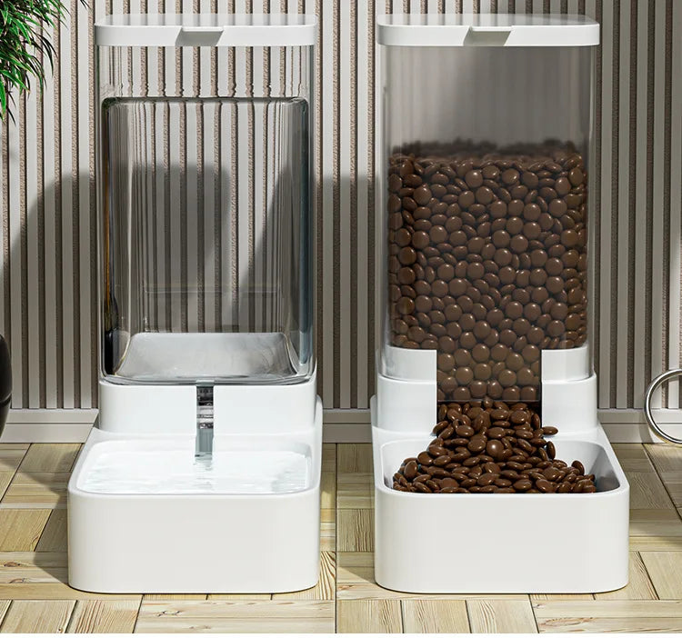 Automatic Cat Feeder & Water Dispenser with Gravity Food Storage Container for Cats and Dogs