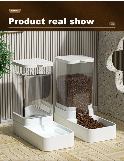 Automatic Cat Feeder & Water Dispenser with Gravity Food Storage Container for Cats and Dogs