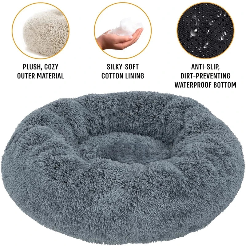 50-90cm Round Pet Bed for Large Dog Bed Super Soft Cat Bed Long Plush Dog House for Medium Dog House Winter Warm Sleeping