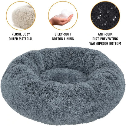 50-90cm Round Pet Bed for Large Dog Bed Super Soft Cat Bed Long Plush Dog House for Medium Dog House Winter Warm Sleeping