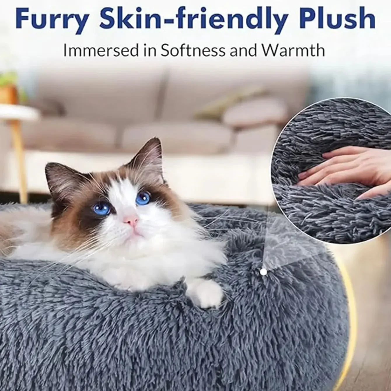 50-90cm Round Pet Bed for Large Dog Bed Super Soft Cat Bed Long Plush Dog House for Medium Dog House Winter Warm Sleeping