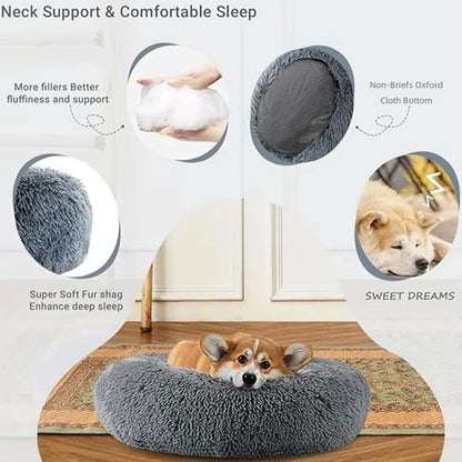 50-90cm Round Pet Bed for Large Dog Bed Super Soft Cat Bed Long Plush Dog House for Medium Dog House Winter Warm Sleeping