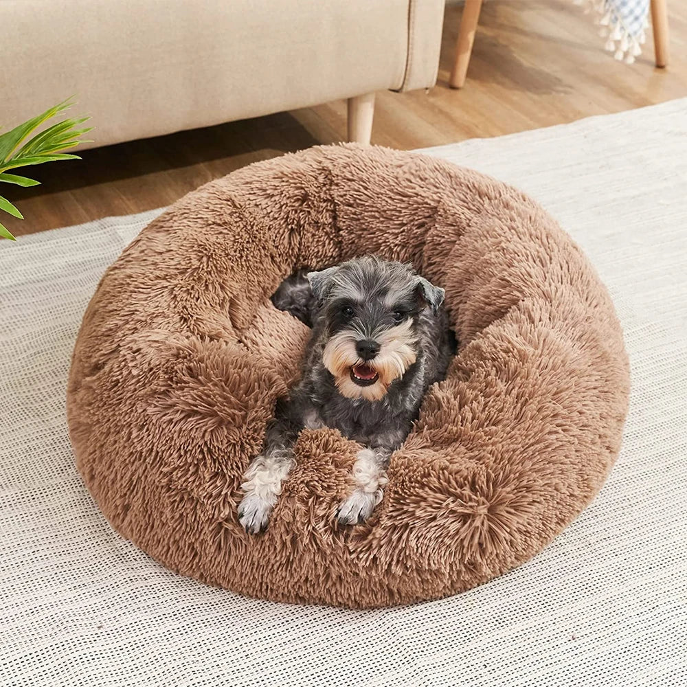 50-90cm Round Pet Bed for Large Dog Bed Super Soft Cat Bed Long Plush Dog House for Medium Dog House Winter Warm Sleeping