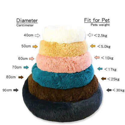 50-90cm Round Pet Bed for Large Dog Bed Super Soft Cat Bed Long Plush Dog House for Medium Dog House Winter Warm Sleeping