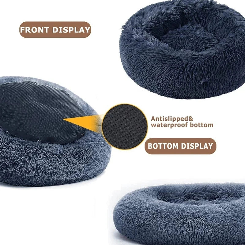 50-90cm Round Pet Bed for Large Dog Bed Super Soft Cat Bed Long Plush Dog House for Medium Dog House Winter Warm Sleeping